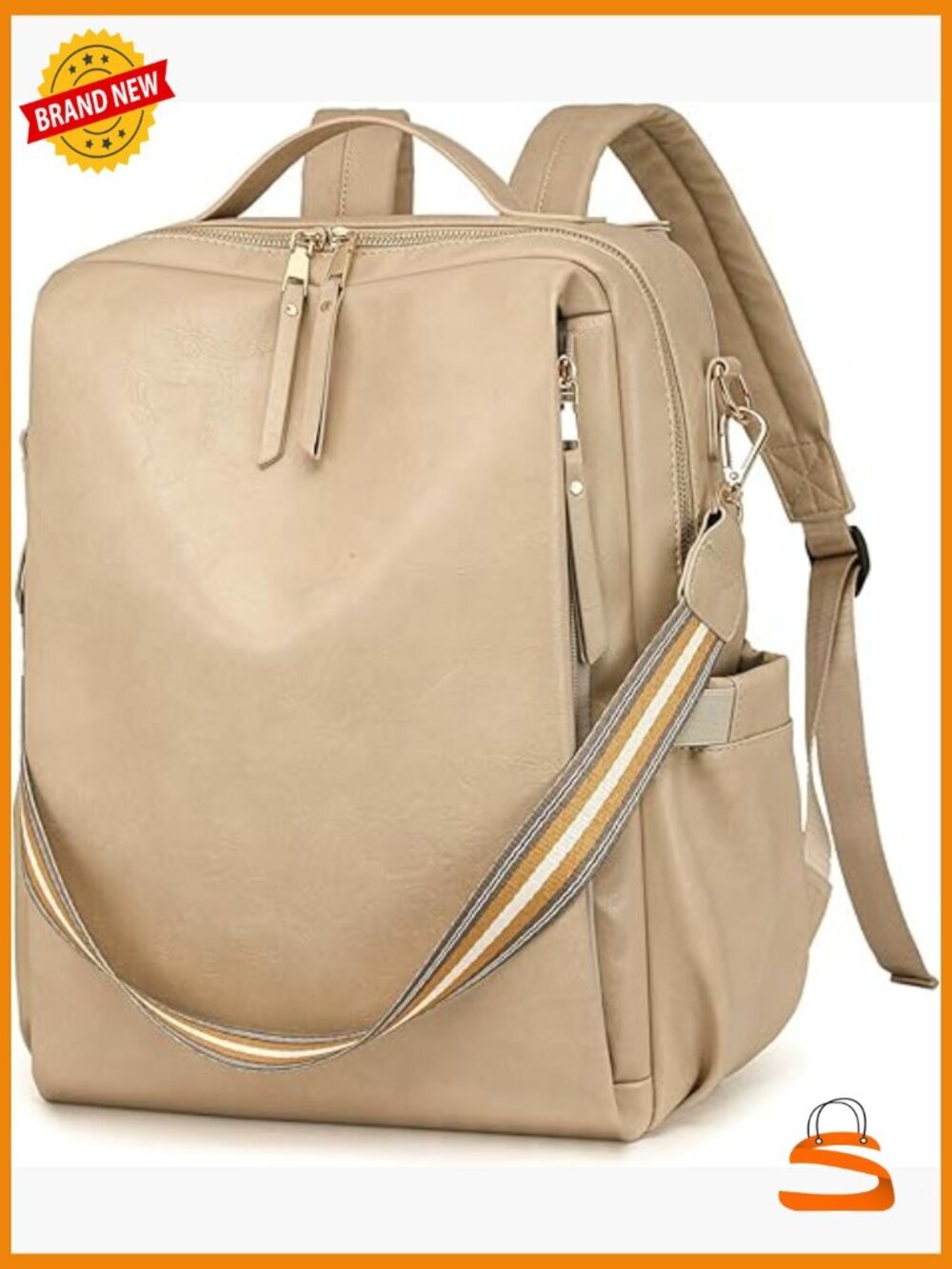 PU Leather Large Backpack Purse Travel Convertible Satchel Laptop Bag